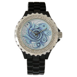 Relógio Emerald Blue Swirl Pattern Elegant Design