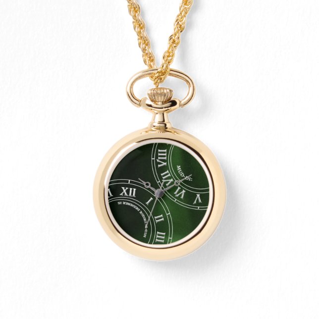 Relógio Emerald Peek RN Dourado Watch Necklace (Frente)