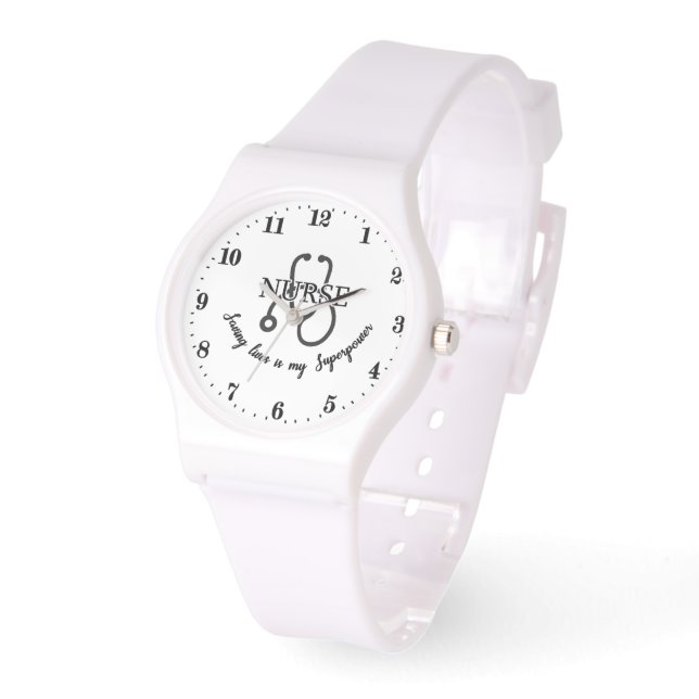 Relógio Enfermeira salvando vidas super poderosa arte de p (Ângulo)