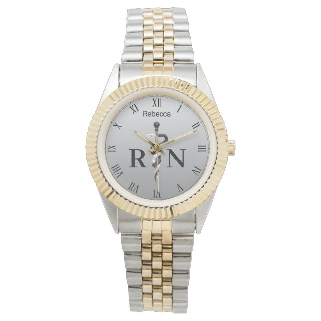 Relógio Enfermeiro de Asclepius Médico Branco Elegante RN (Frente)