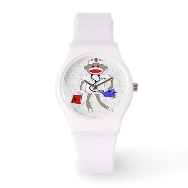 Relógio Enfermeiro Watch Sock Monkey Design (Frente)