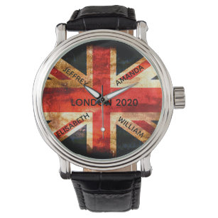 Relógio England London Union Jack flag rustic