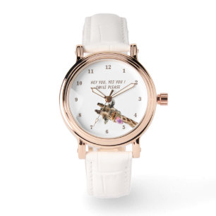 Relógio Engraçado com Girafa Jogada - Sorria