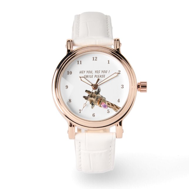 Relógio Engraçado com Girafa Jogada - Sorria (Frente)