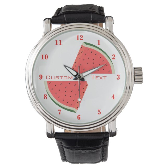 Relógio Engraçado Watermelon Watch com texto personalizado (Frente)