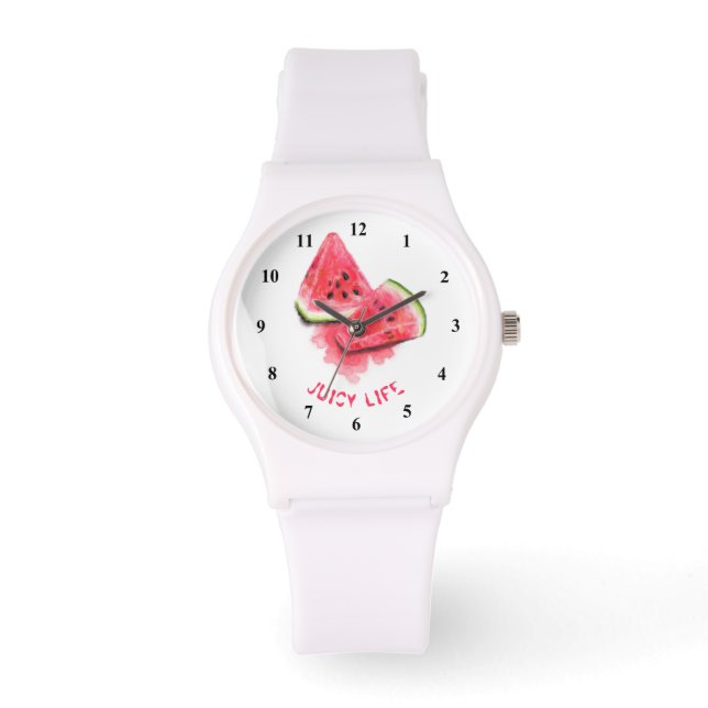 Relógio Engraçado Watermelon Watch - Texto Personalizado (Frente)