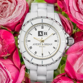 Relógio Engraved Monogram Couples Minimalist Personalized 