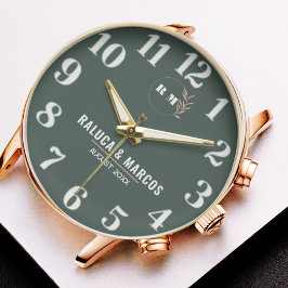 Relógio Engraved Monogram Couples Minimalist Personalized 