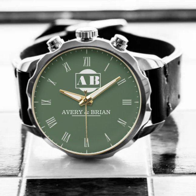 Relógio Engraved Monogram Couples Minimalist Personalized  (Criador carregado)