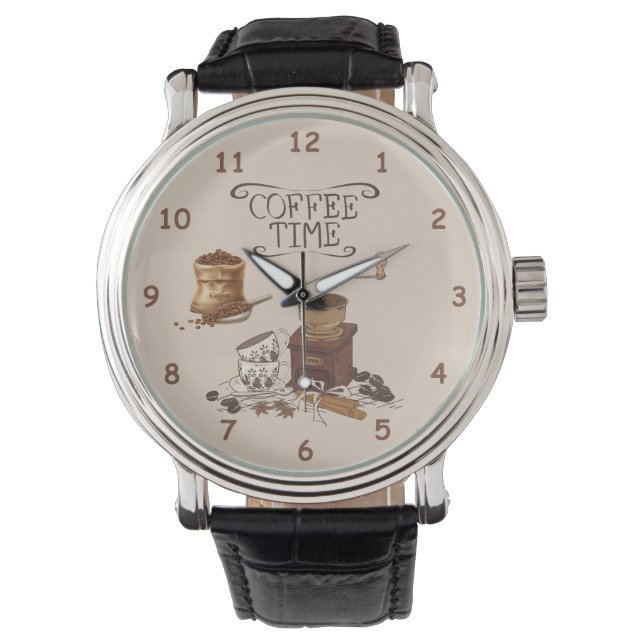 Relógio Engrenador de Tempo do Café e Saco de Feijões de C (Frente)