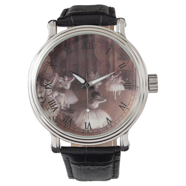 Relógio Ensaio de balé no Palco por Edgar Degas (Frente)