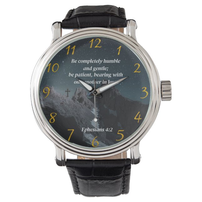 Relógio Ephesianos 4:2 oração à fé cristã (Frente)
