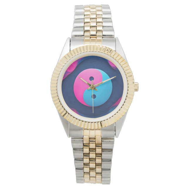 Relógio Equilíbrio Geométrico: Padrão Vibrante Yin Yang (Frente)