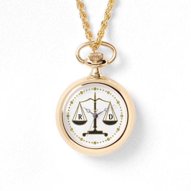 Relógio Escalas de Justiça do Ouro de luxo | Presentes ini (Frente)