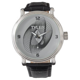 Relógio Espiral Preto, Nome do DIA Contorno Branco e Branc