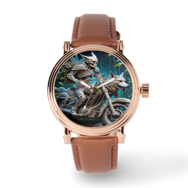 Relógio esqueleto num helicóptero montado com a cabeça de  (Frente)