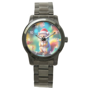 Relógio Esquilo De Natal Como Papai Noel-56765