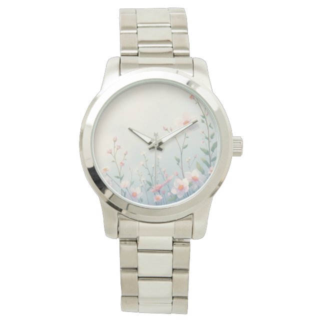 Relógio Estilo Anime Flores Pequenas Flores Pulso (Frente)