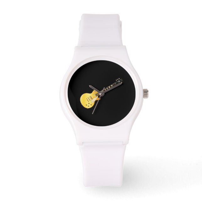 Relógio Estilo Clássico Violão Azul Sólido (Frente)