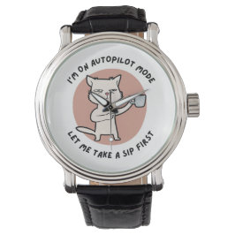 Relógio Estou no modo piloto automático, gato engraçado