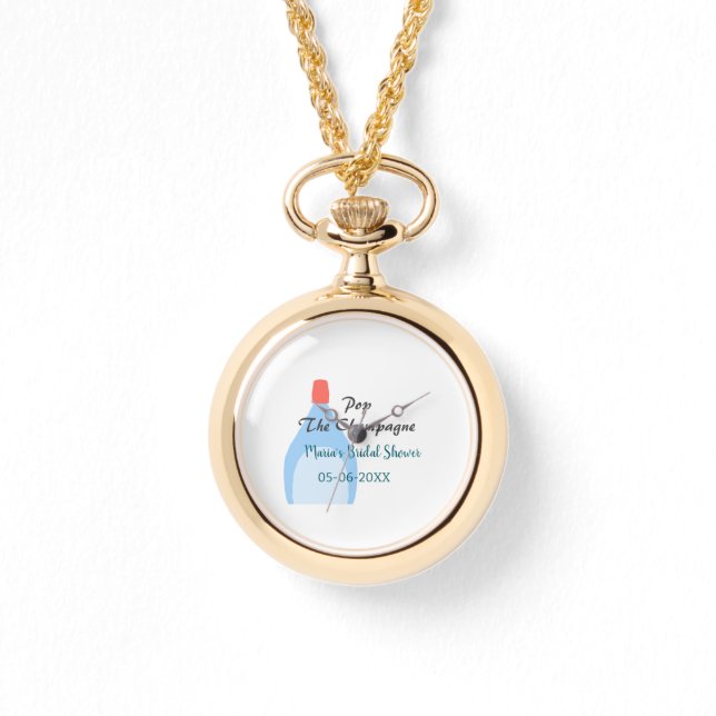 Relógio Estoure o champanhe azul chá de noiva adicionar no (Frente)