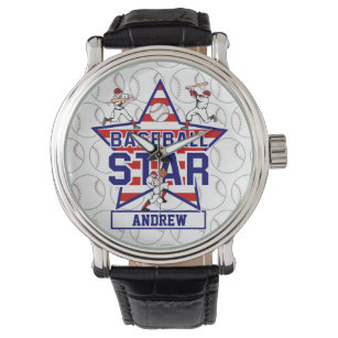 Relógio Estrela de Baseball Personalizada e listras