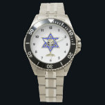 Relógio Estrela Judaica<br><div class="desc">Dons judeus e ideias de presentes que exibem uma bela Estrela Judaica de David com um copo de vinho no centro.</div>