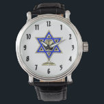 Relógio Estrela Judaica<br><div class="desc">Dons judeus e ideias de presentes que exibem uma bela Estrela Judaica de David com um copo de vinho no centro.</div>