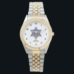 Relógio Estrela Judaica<br><div class="desc">Dons judeus e ideias de presentes que exibem uma bela Estrela Judaica de David com um copo de vinho no centro.</div>