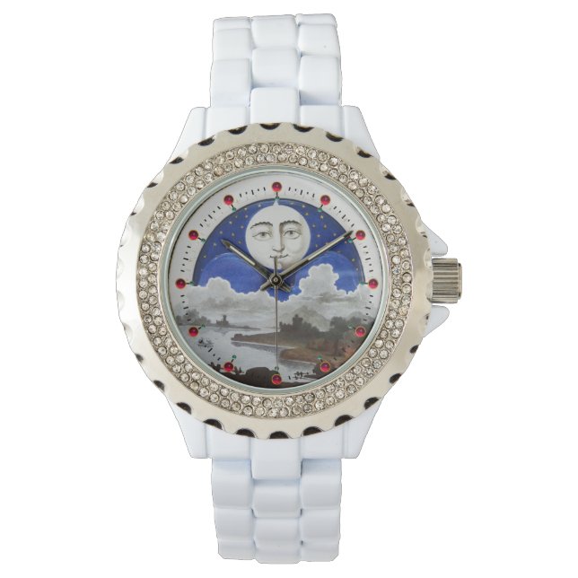 RELÓGIO ESTRELAS DE LUA CHEIA E PAISAGEM NOTURNA, TEMPO AN (Frente)