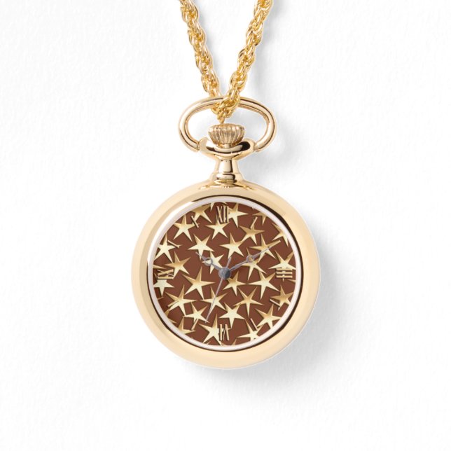 Relógio Estrelas Douradas de chocolate marrom (Frente)