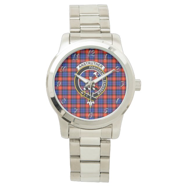 Relógio Eterno Clã Anstruther Tartan Xadrez Clã Clássico P (Frente)