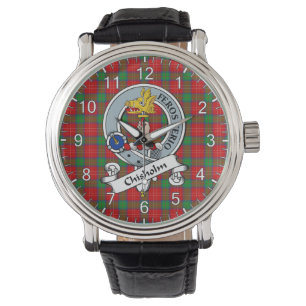 Relógio Eterno Clã Chisholm Crachá Tartan Watch