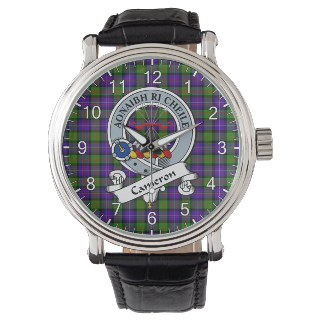 Relógio Eterno Clã Clã Cameron Crachá Tartan Watch (Frente)