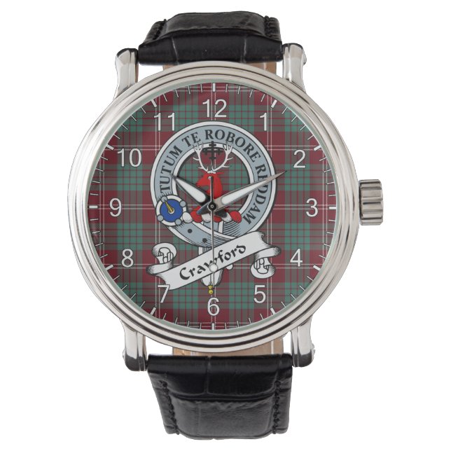 Relógio Eterno Clã Crawford Crachá Tartan Watch (Frente)