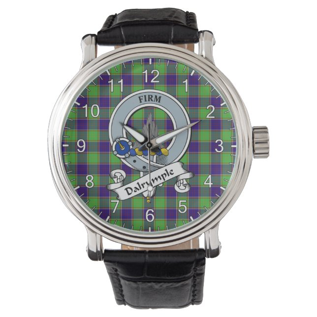 Relógio Eterno Clã Dalrymple Crachá Tartan Watch (Frente)