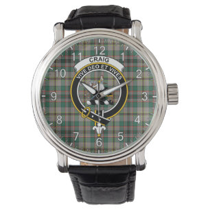Relógio Eterno Clan Craig Antigo Crachá Tartan