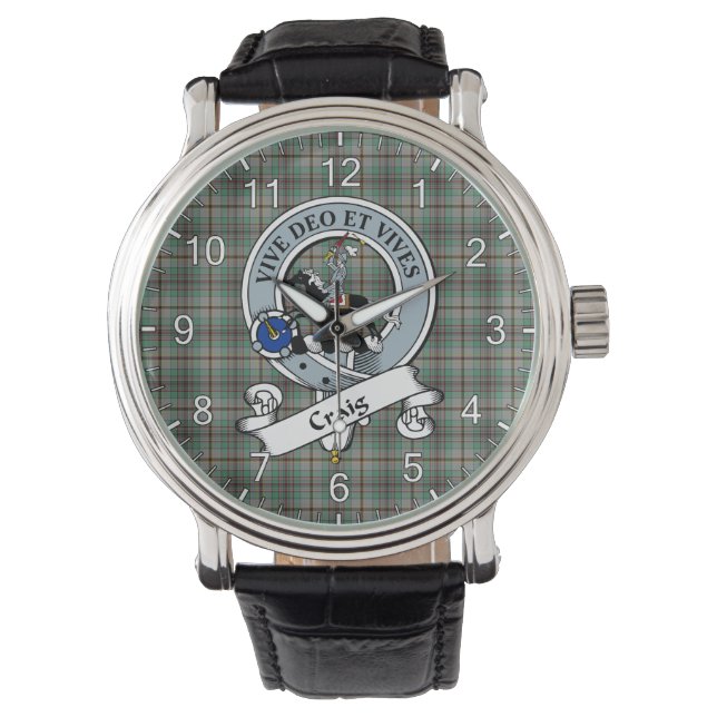 Relógio Eterno Clan Craig Crachá Tartan Watch (Frente)
