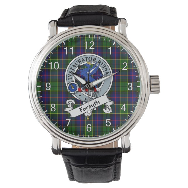 Relógio Eterno Clan Forsyth Crachá Tartan Watch (Frente)