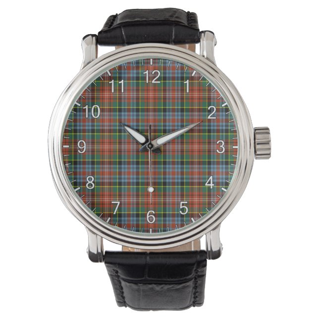 Relógio Eterno Clássico Clan Caledonia Tartan Xadrez Gift (Frente)