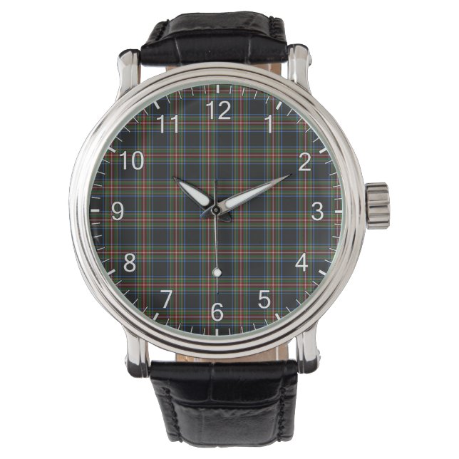 Relógio Eterno clássico Clan Denniston Tartan Xadrez Gift (Frente)
