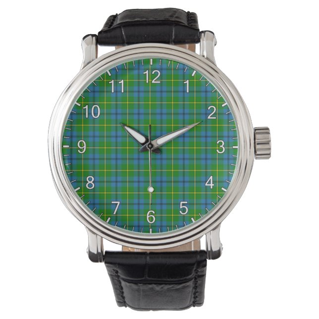 Relógio Eterno clássico Clan Johnston Tartan Xadrez Gift (Frente)