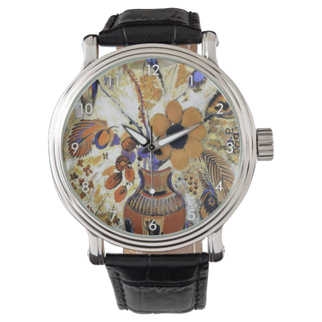 Relógio Etruscan Vase com Flores, Redon (Frente)