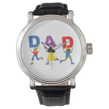 Eu amo meu pai - Black Vintage Leather Watch