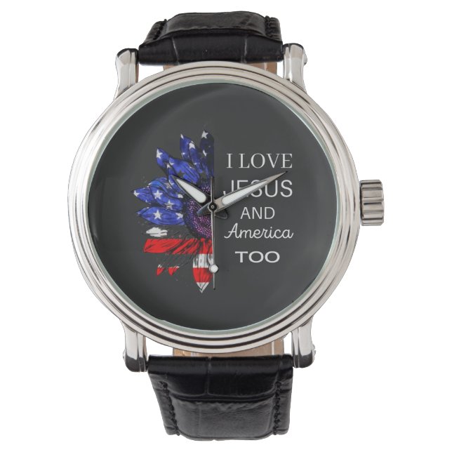 Relógio Eu também amo Jesus e América (Frente)