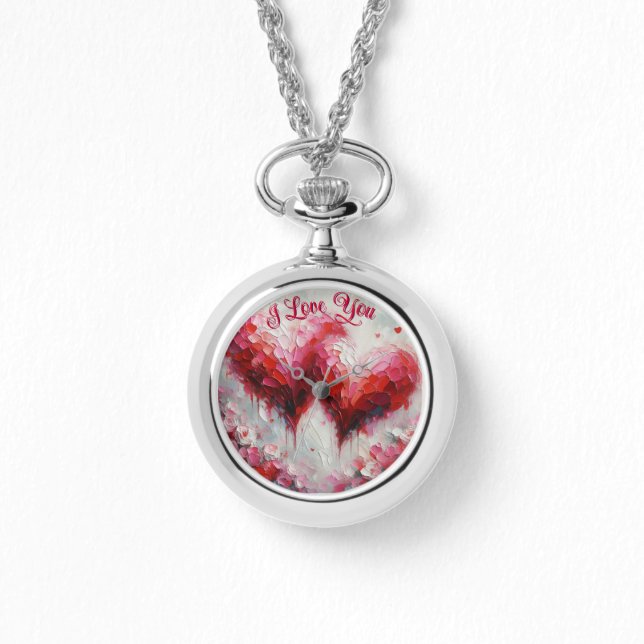 Relógio Eu Te Amo Dois Corações Abstrato, Namorados De Pin (Frente)