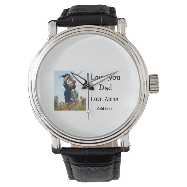 Relógio Eu te amo pai dia de os pais elegante adicionar te (Frente)