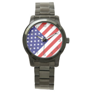 Relógio EUA Flag Black Numbers Womens