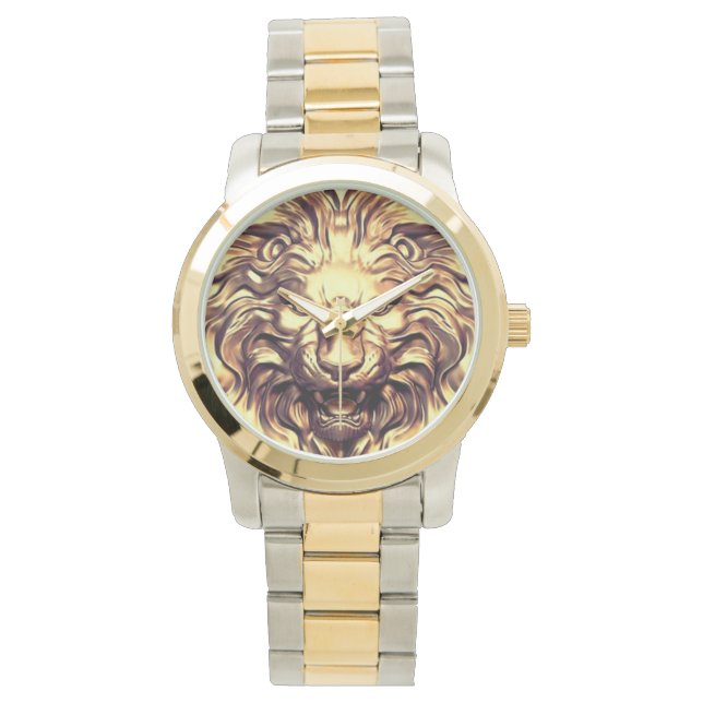 Relógio eWatch Cabeça de Leão Dourado Rugindo (Frente)