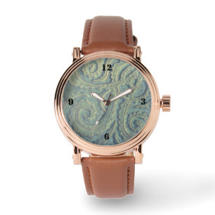 Relógio eWatch masculino com ouro rosa e rosto verde